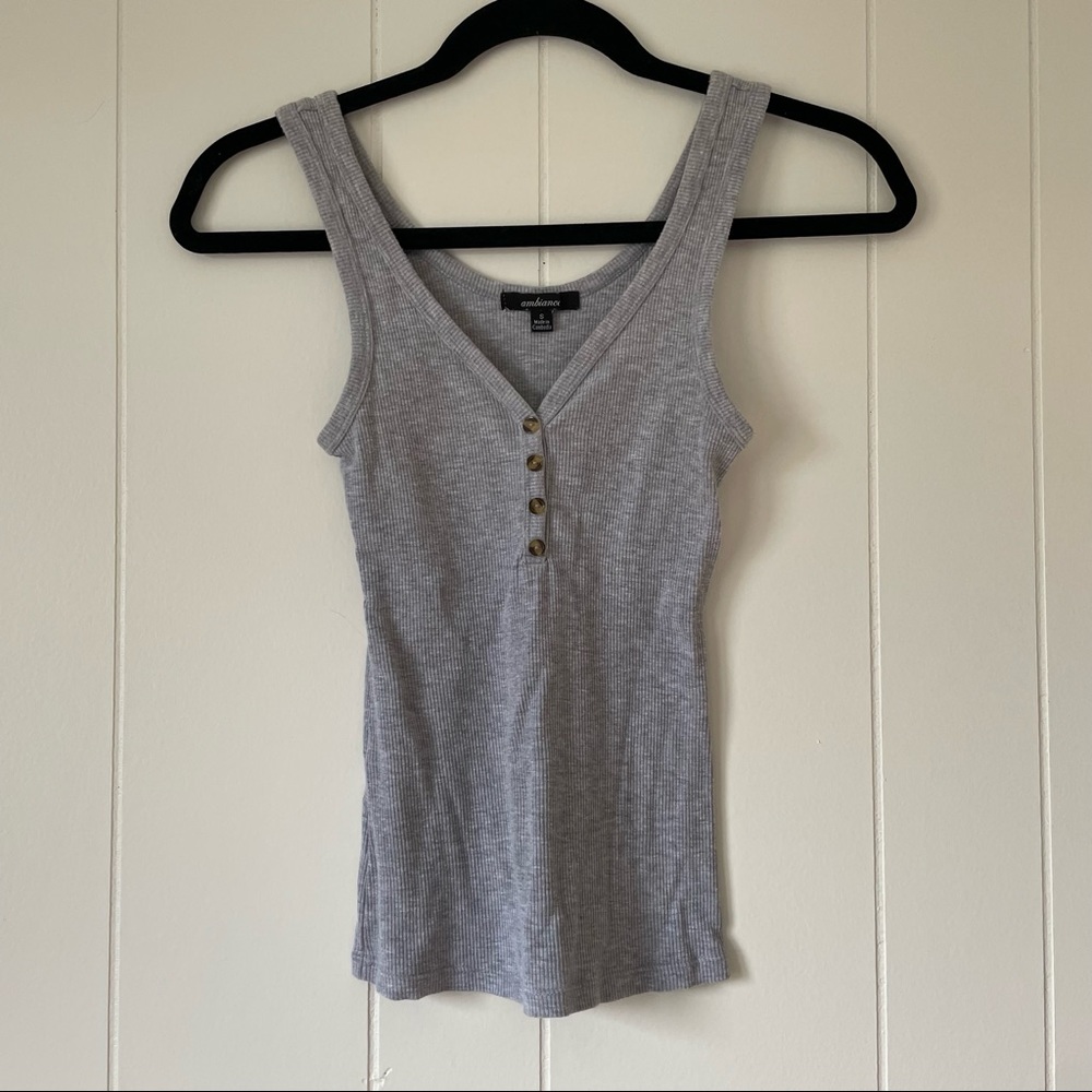 Grey Ribknit Cropped Tank (Small)